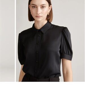 Washable Stretch Silk Puff Sleeve Blouse